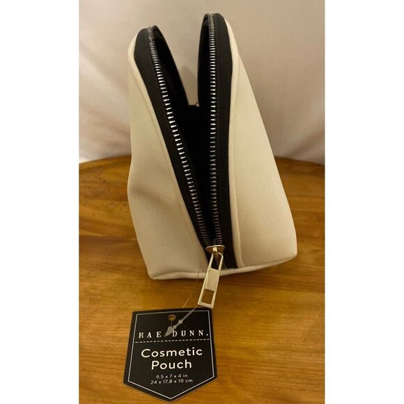 Rae Dunn "GLAM" Makeup/Cosmetic Bag/Pouch "GLAM" Wkhite with Black LL. New! - Picture 4 of 4